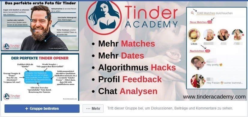 tinder profilbild tinderacademy facebook gruppe