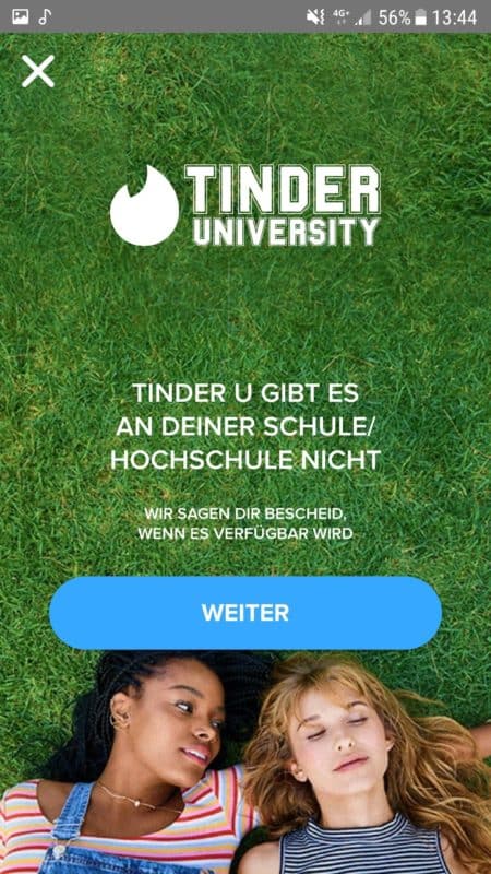 tinder university funktion uni nicht verfügbar