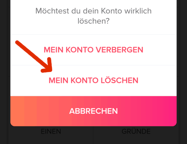 tinder zurücksetzen account löschen