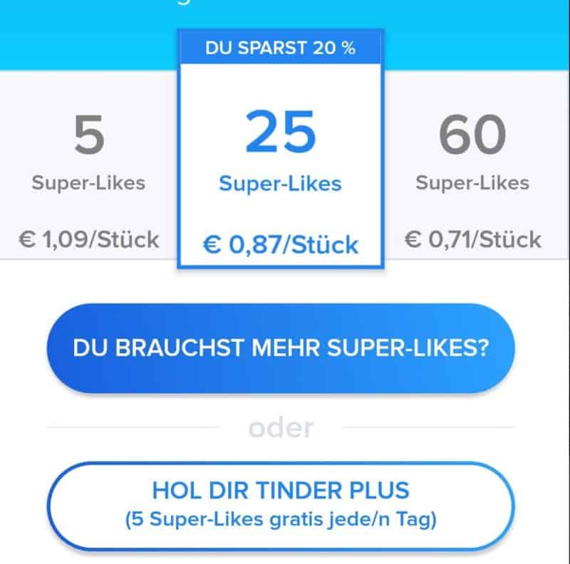 In der kostenlosen Version von Tinder hast du keine Super-Likes