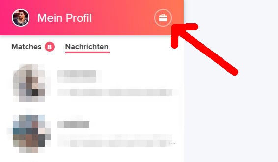 tinder desktop Navigation hauptbildschirm nachrichten tinder büro-modus aktivieren