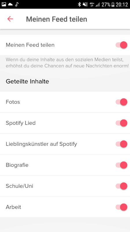Tinder Profil Einrichtung Account mit Spotify verknüpfen