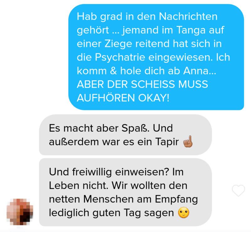 Gute Tinder Anmachsprüche führen zu solchen Reaktionen im Chat