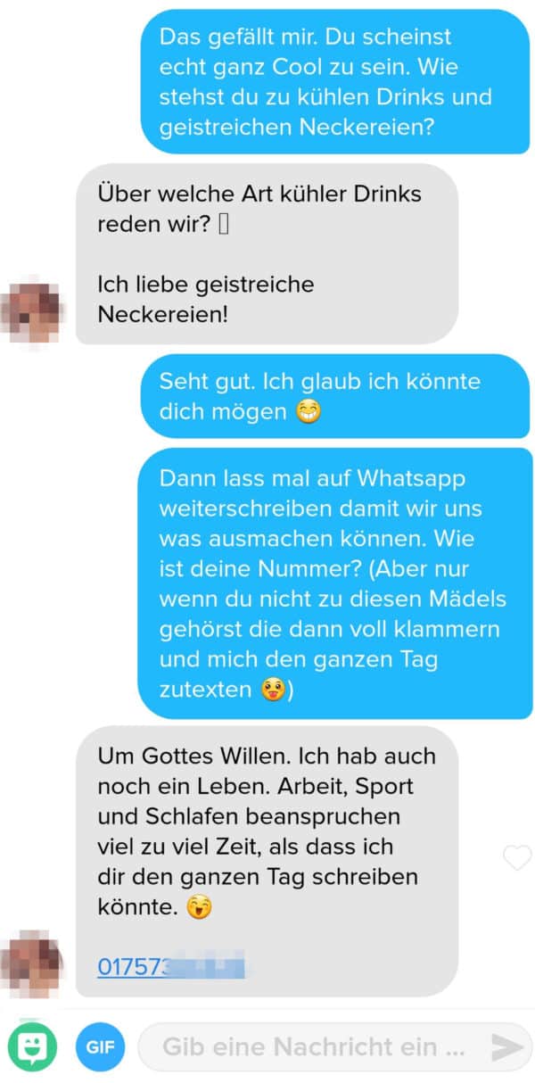tinder chat tipps nummer bekommen