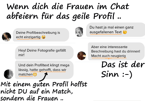profilbeschreibung positive reaktionen collage gekürzt Beispielchats, wie du von Frauen angeschrieben wirst, wenn du die richtigen Tinder Bio Tipps anwendest