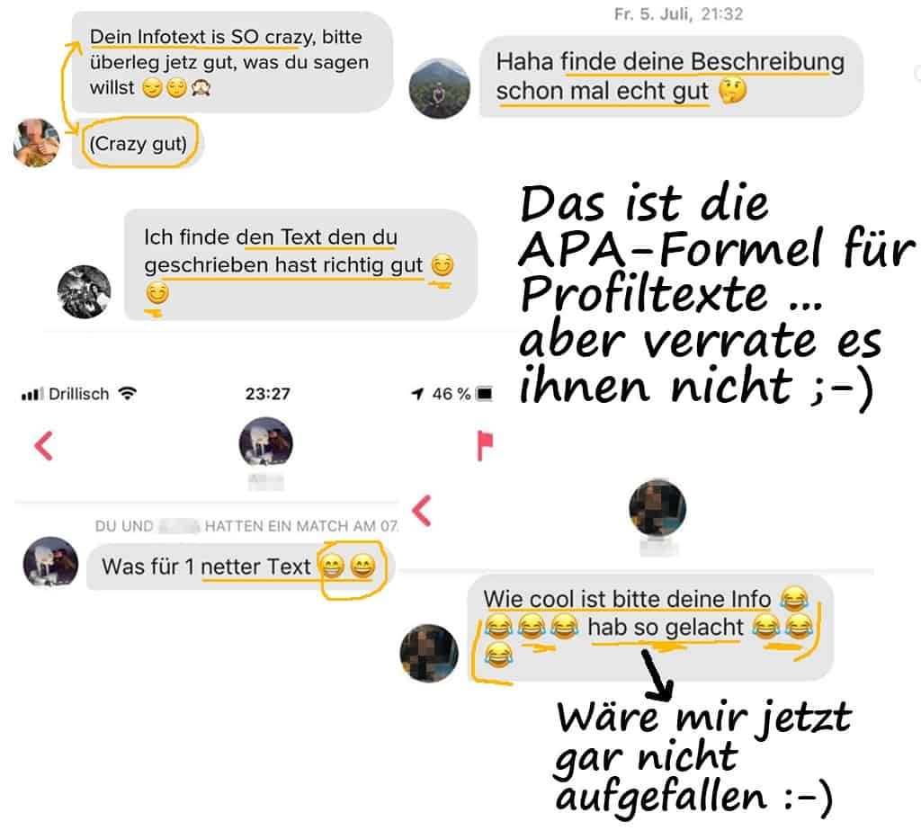 Beispielchats, wie du von Frauen angeschrieben wirst, wenn du die richtigen Tinder Bio Tipps anwendest