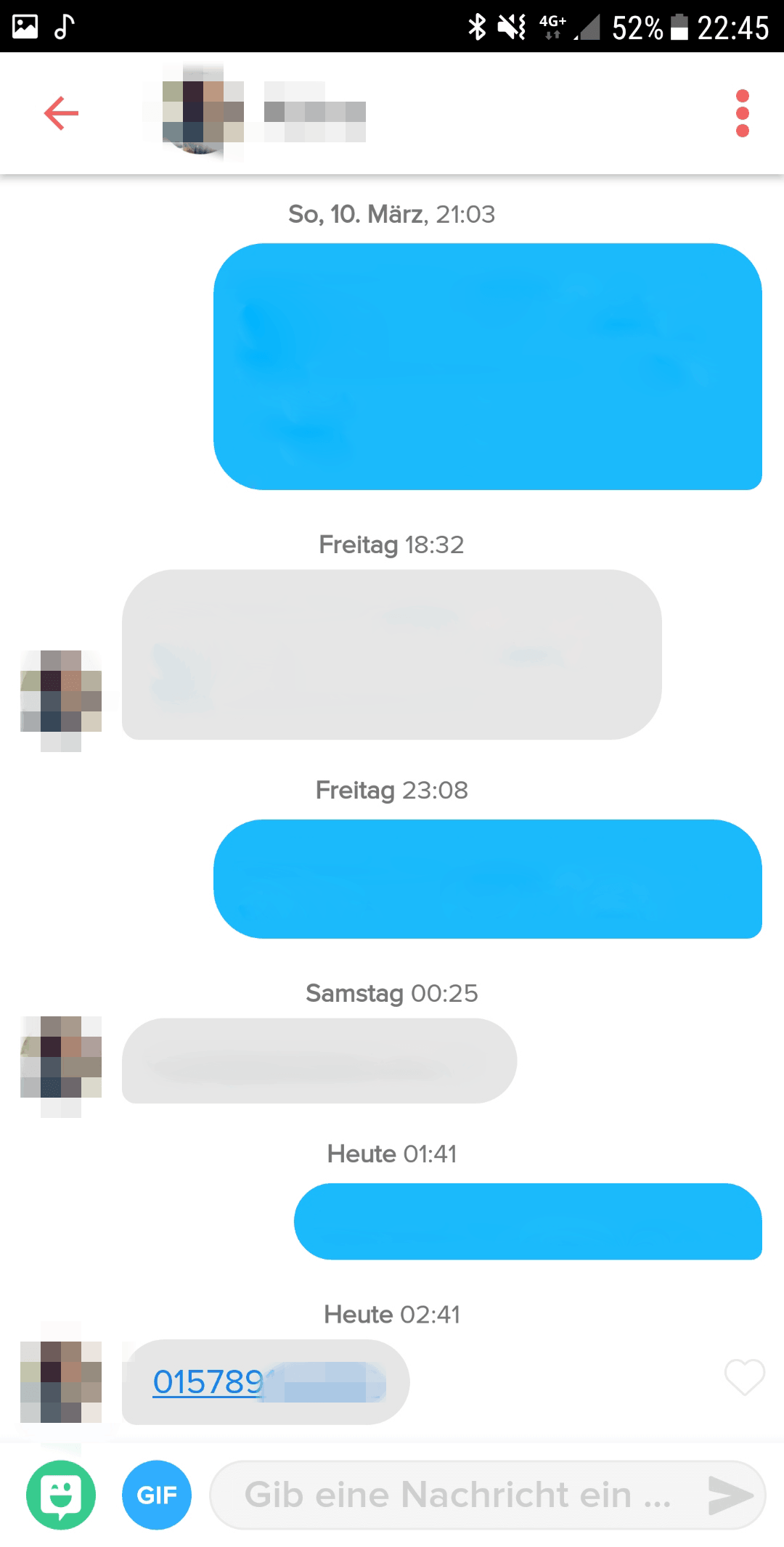Beispiel Tinder Screenshot, wie du dein Investment im Gespräch anpasst