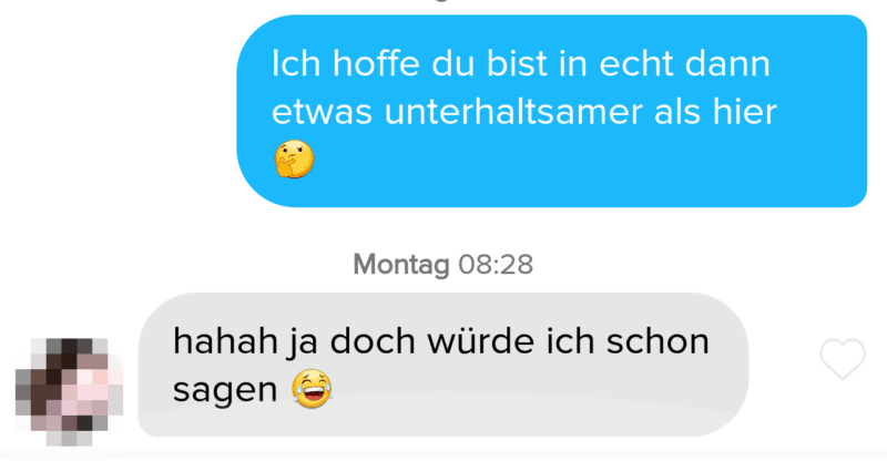 Gute Reaktion auf Flirtspruch auf Tinder