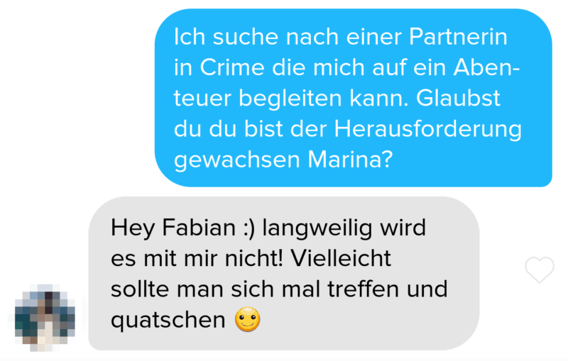 So sieht ein Chatgespräch aus, wenn du die richtigen Tinder Flirtsprüche schickst