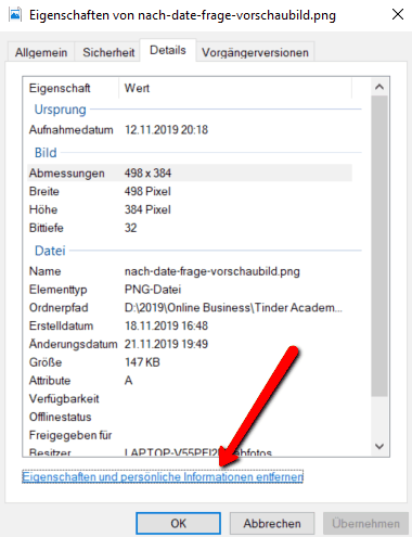 tinder cheat exif data in fotos entfernen