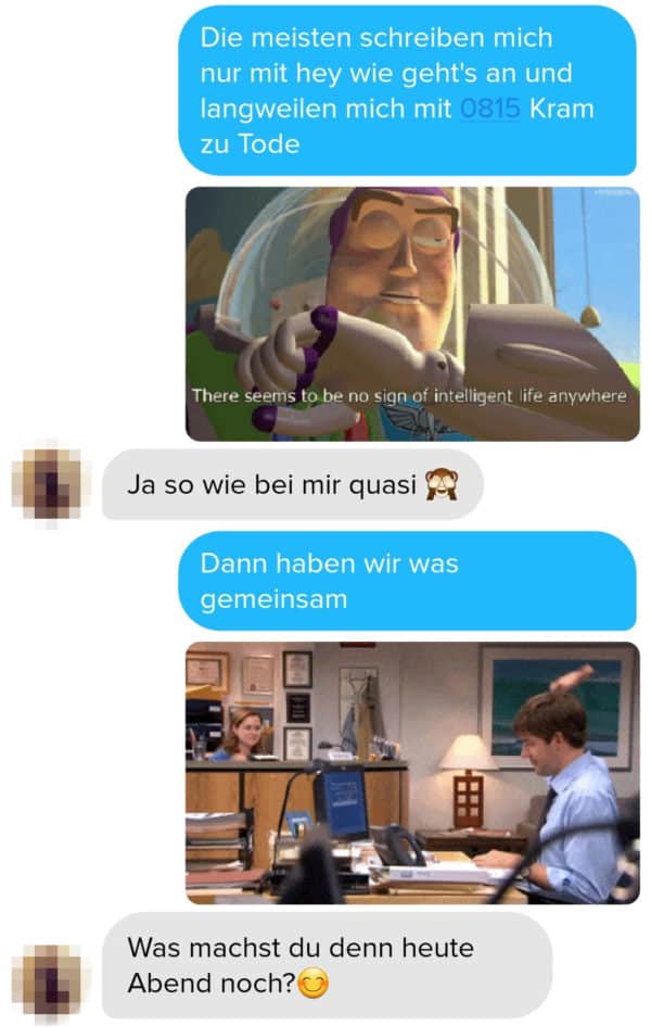 Beispielchat für Flirt-Technik im Chat Gifs verwenden