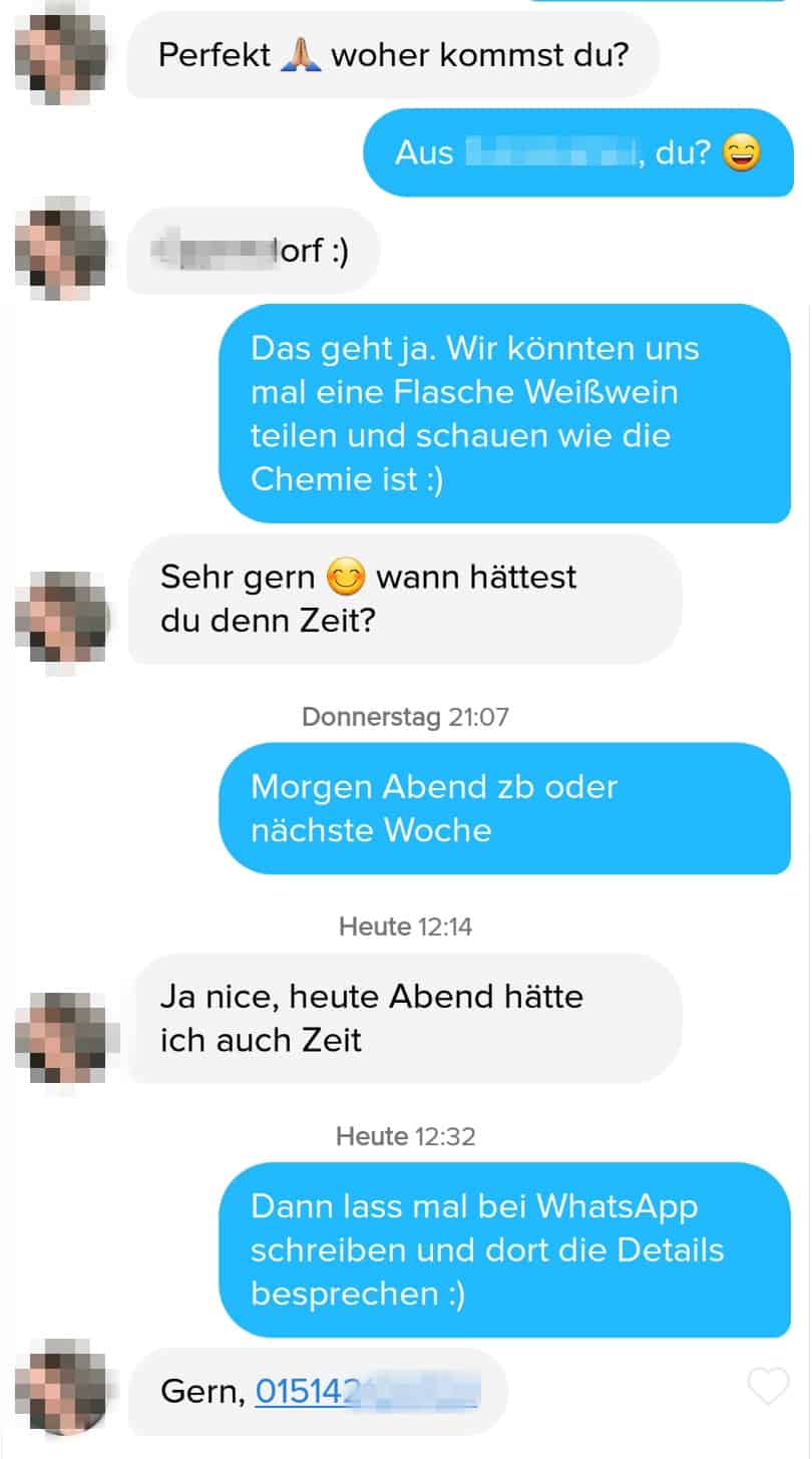 Nummern Tauschen auf Tinder mit Andeutungen