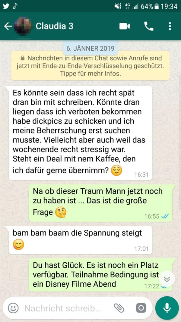 Flirt Chat Beispiel für eine gute Reaktion der Frau