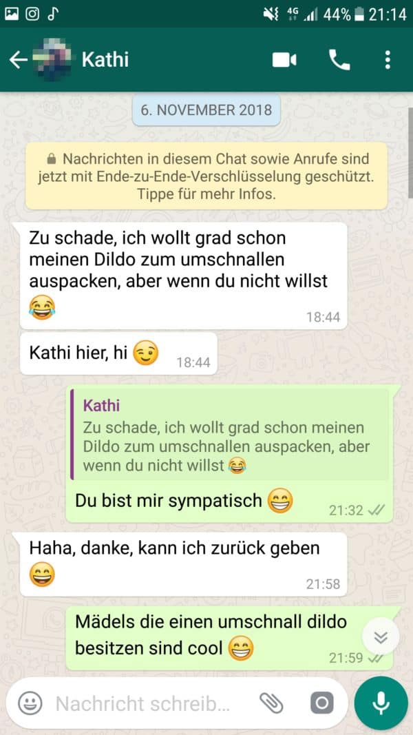 Flirt Chat Beispiel für eine gute Reaktion der Frau
