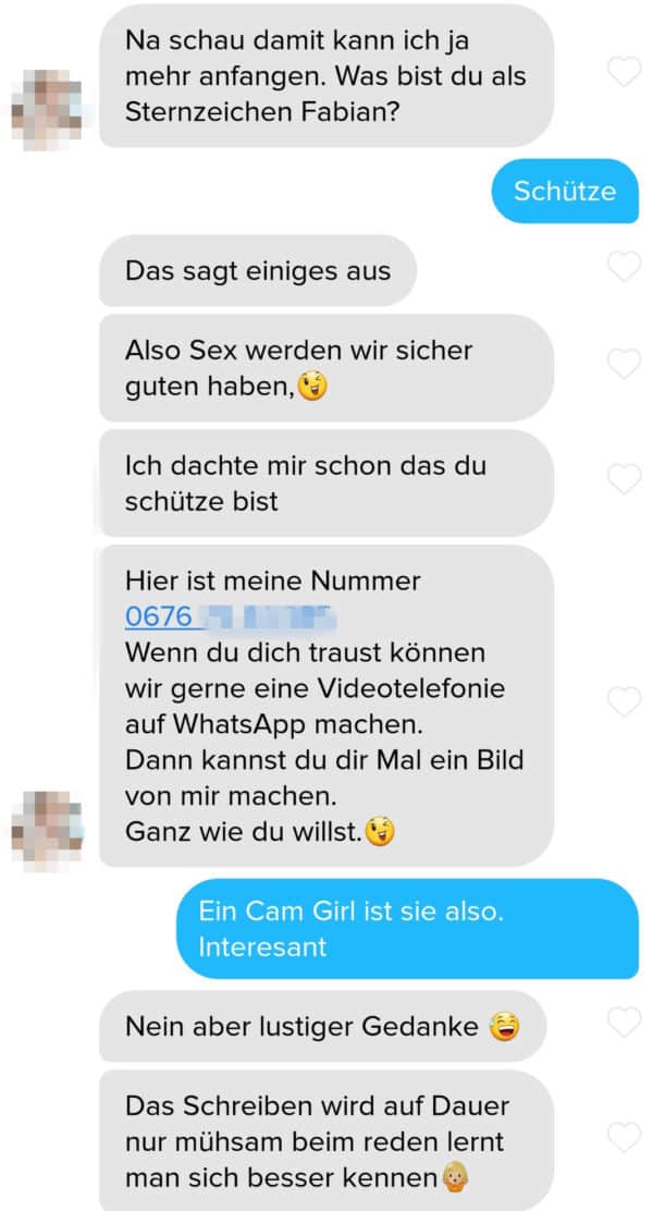 Beispiel fürs Frauen necken im Flirt Chat