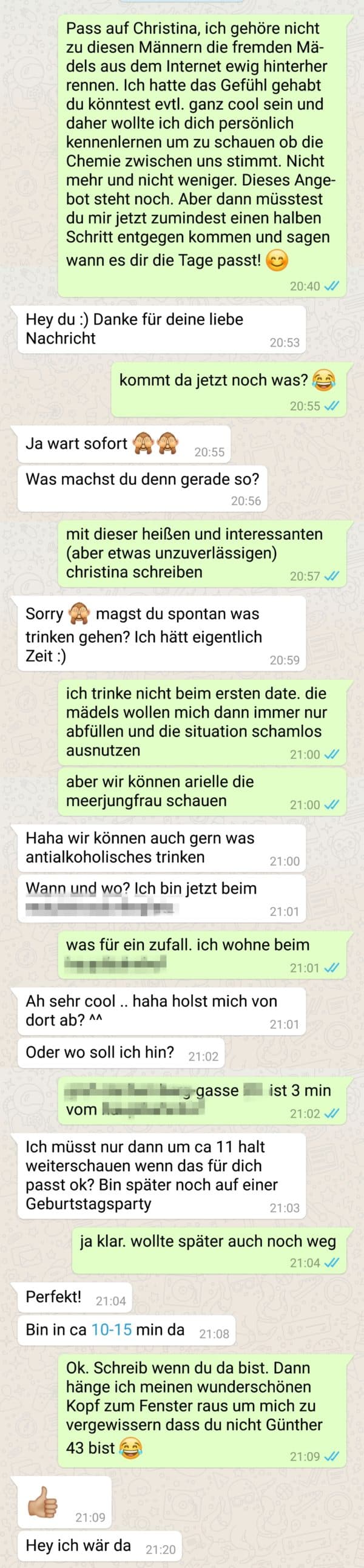beispielchat wenn sie nicht geantwortet hat trotzdem date bekommen