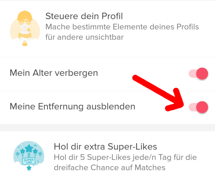 entfernung ausblenden wenn tinder reisepass