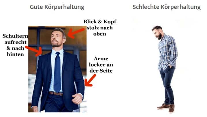 Beispiel für gute und schlechte Körpersprache