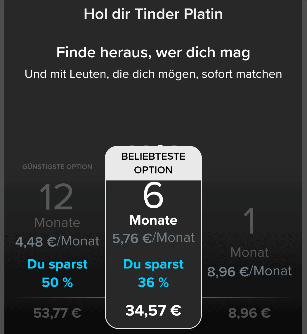 So viel kostet Tinder Platin unter 28 Jahre
