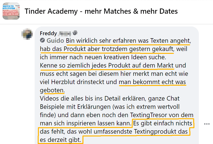 TinderAcademy Match to Date System Erfahrung Fortgeschrittene Text Gamer