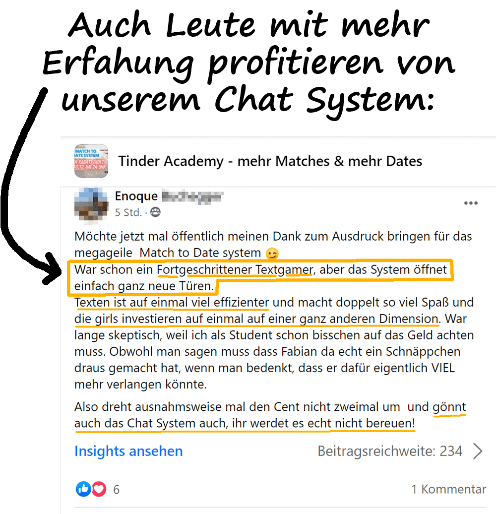 TinderAcademy Match to Date System Erfahrung Fortgeschrittene Text Gamer