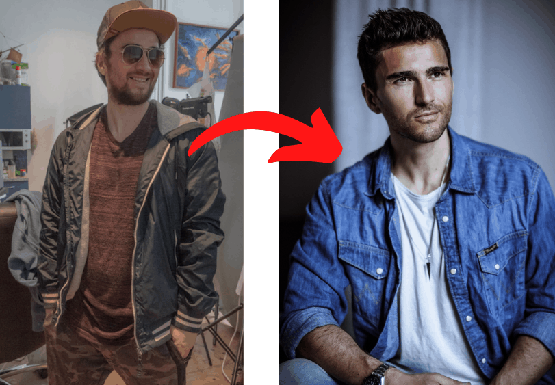 Vorher Nachher eines Dating Fotoshootings für Tinder