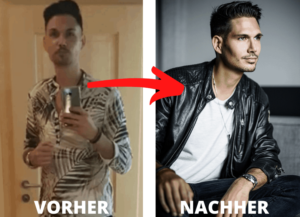 Vorher nachher Vergleich von Tinder Fotoshooting für ein Online Dating Profil