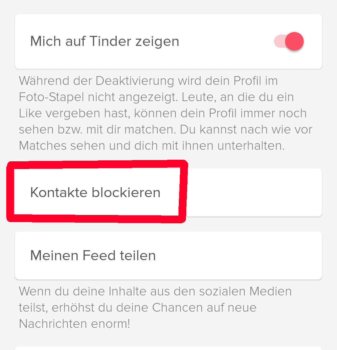 Bekannte Kontakte blockieren neues Feature