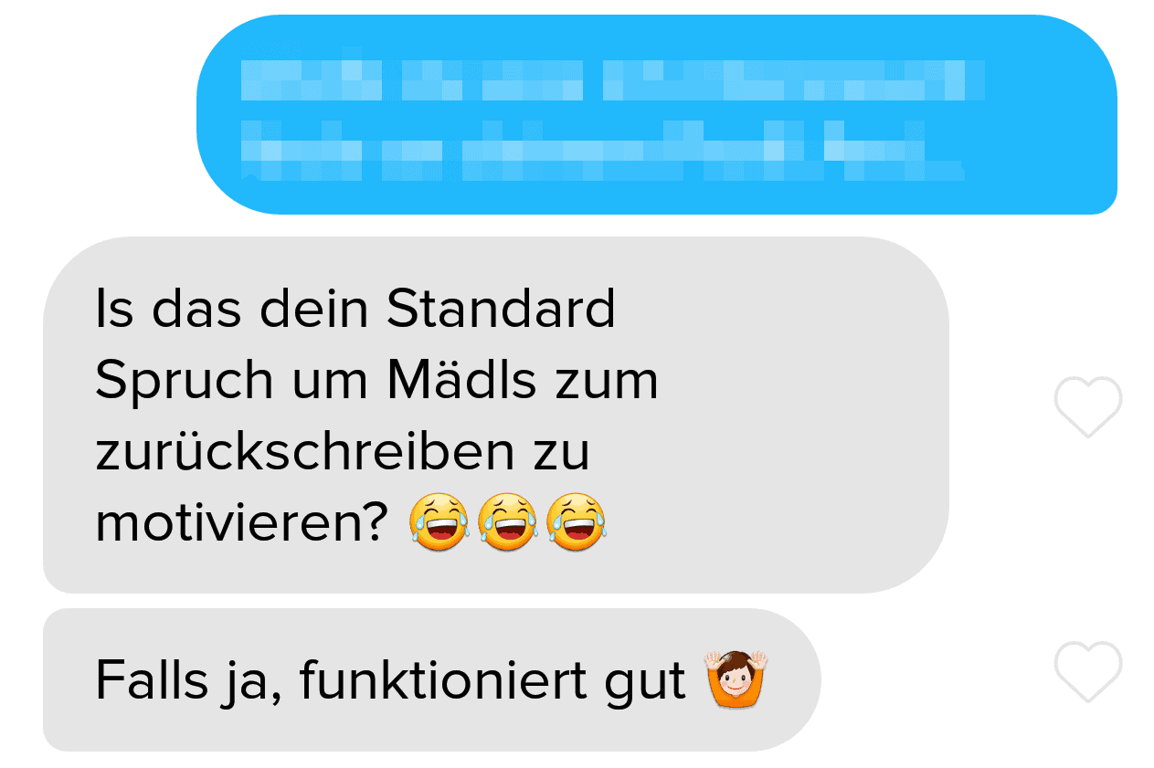 Beispiel für gute Antwort auf Tinder erste Nachricht