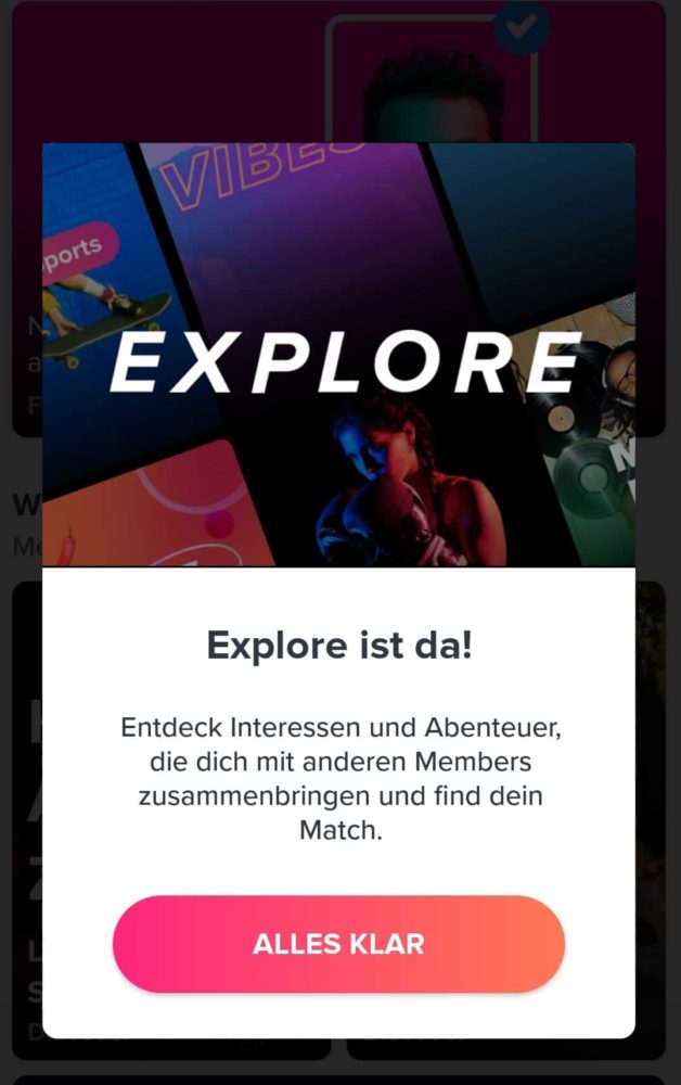 Tinder Symbol Explore Bereich
