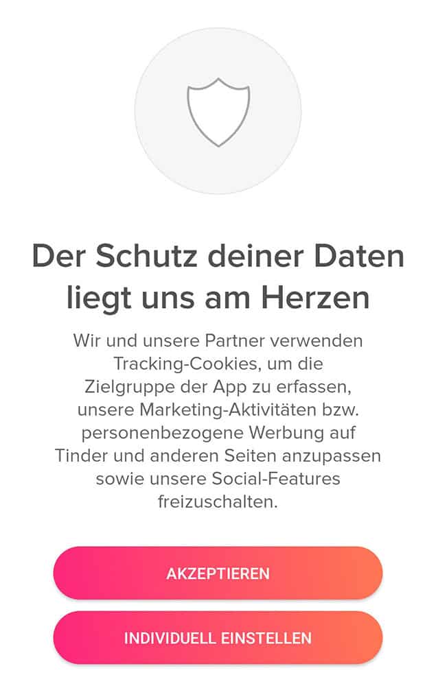 Tinder anmelden Profil Datenschutz