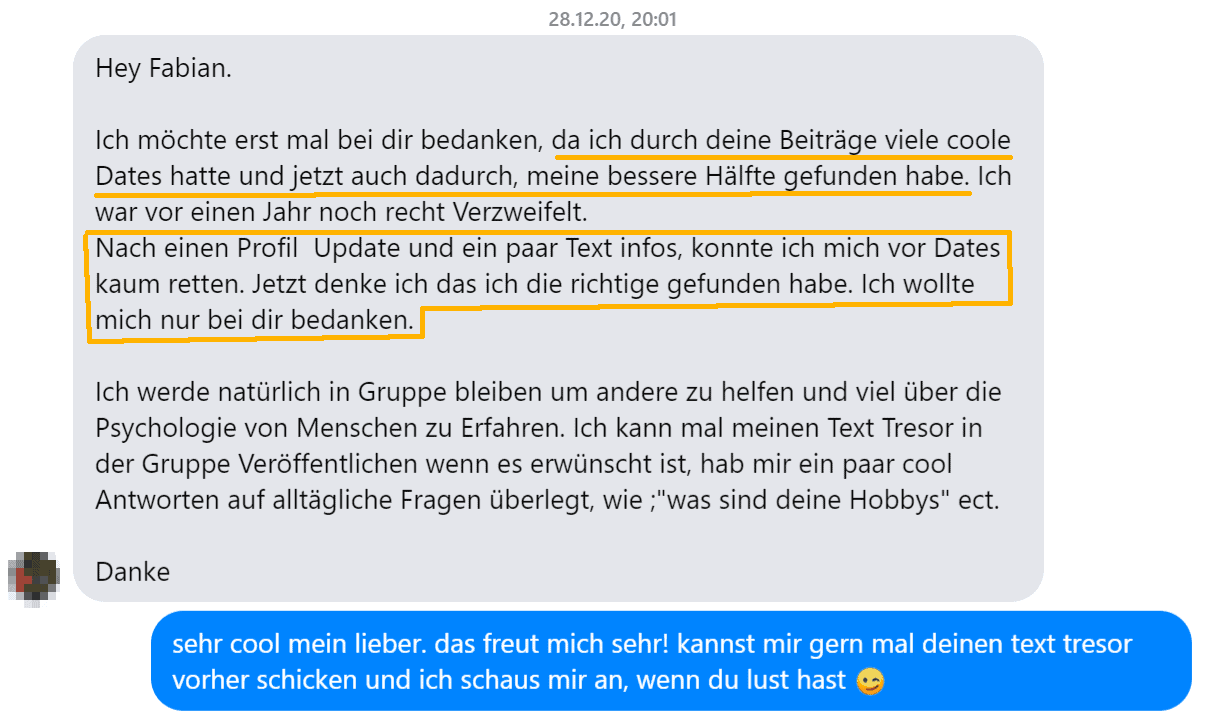 Screenshot von Tinder Erfahrungen als Sex-App Freundin gefunden