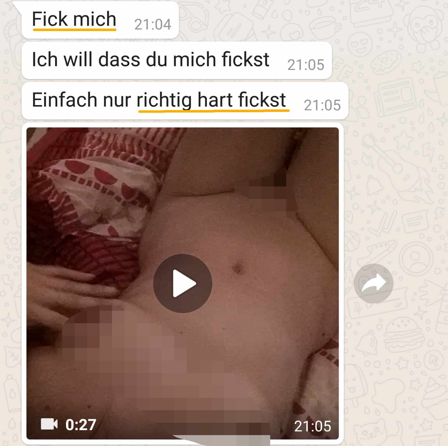 Screenshot von WhatsApp Chat der zu Tinder Sex geführt hat