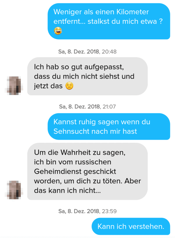 Beispiel für den "sie-steht-auf-mich"-Frame, damit sie mehr im Chat schreibt