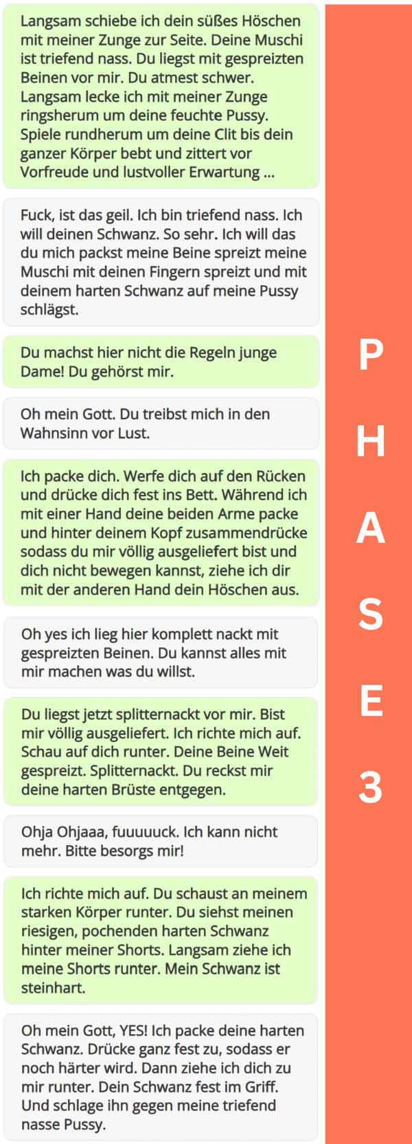So sieht ein Sexting Chat aus von WhatsApp mit den einzelnen Sexting Phasen