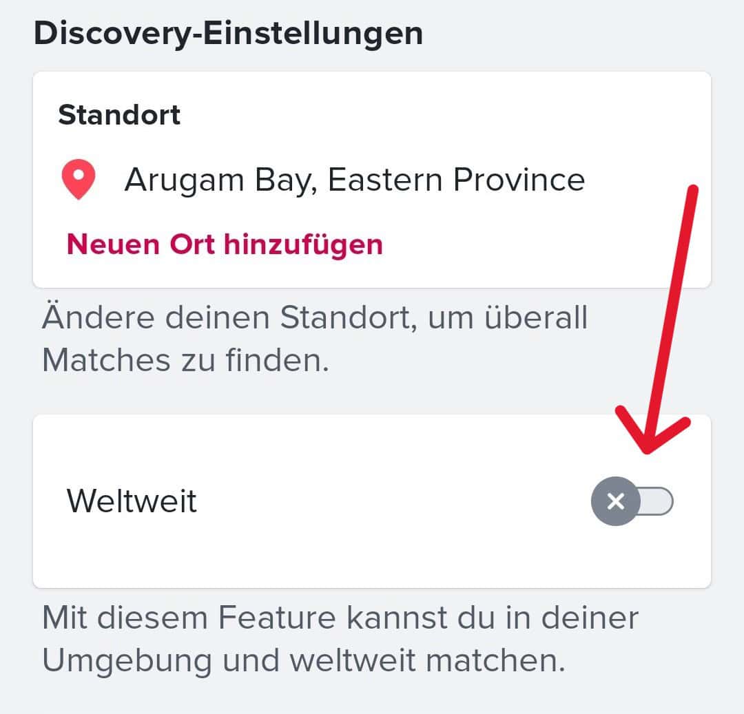 tinder-discovery-einstellungen-weltweit So kannst du die Tinder Discovery-Einstellung des Standorts erweitern und auf weltweit setzen