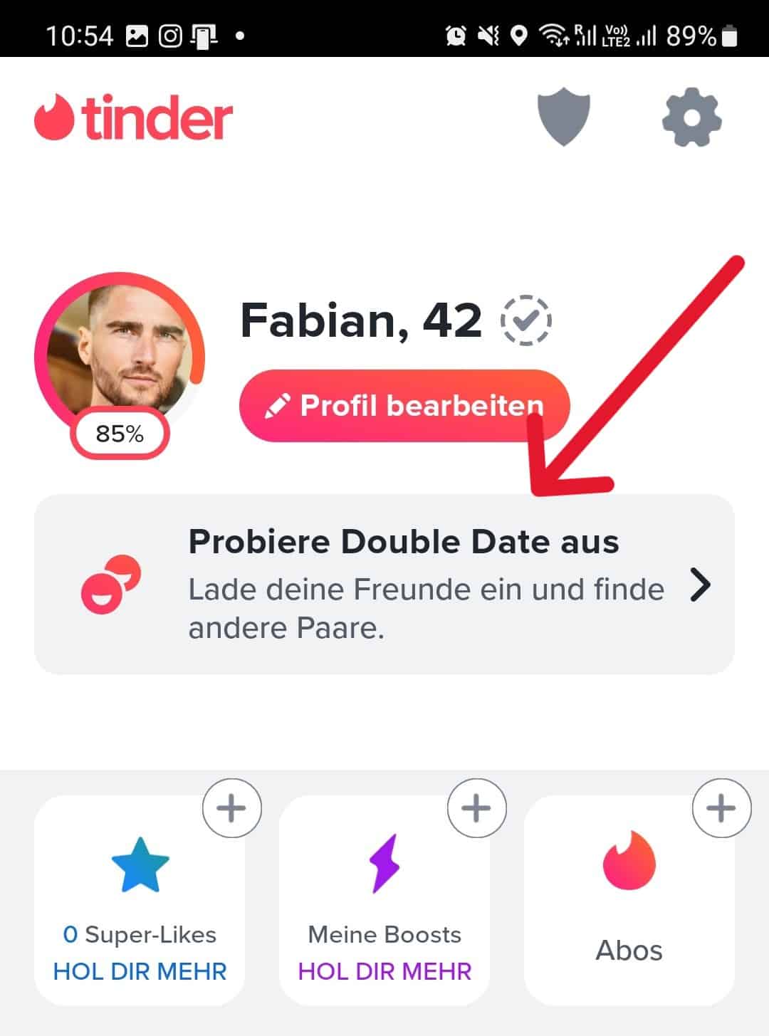 So aktivierst du das Double Date Feature über dein Profil